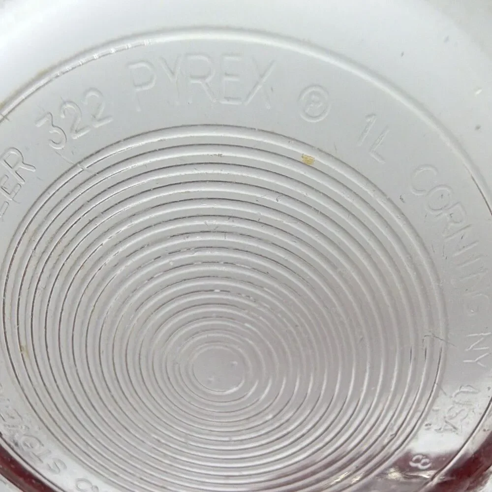 Pyrex 322 Red Solid Glass Clear Bottom  Stacking Mixing Bowls 1.5 and 1 L